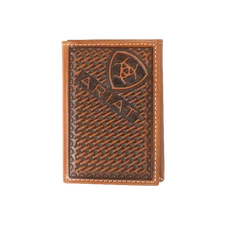 Ariat Men's Sunburst Brown Leather Trifold Wallet A3557002