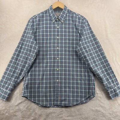 J.Crew Men Size L Plaid Secret Wash Cotton Long Sleeve Casual Shirt