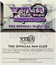XENA WARRIOR PRINCESS OFFICIAL FAN CLUB MEMBERSHIP CARD - VINTAGE REPRINT
