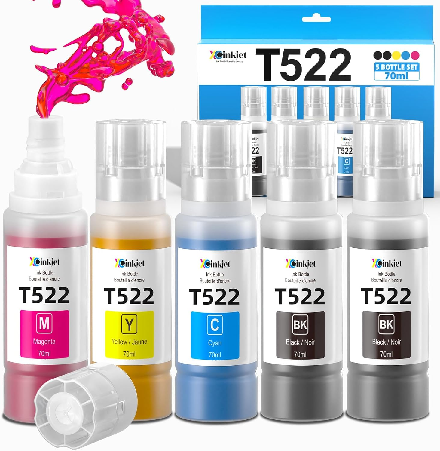 522 Ink Refill Bottles for Ecotank ET-2800 ET-2720 ET-2803 ET-4800 ET-2760 Tank