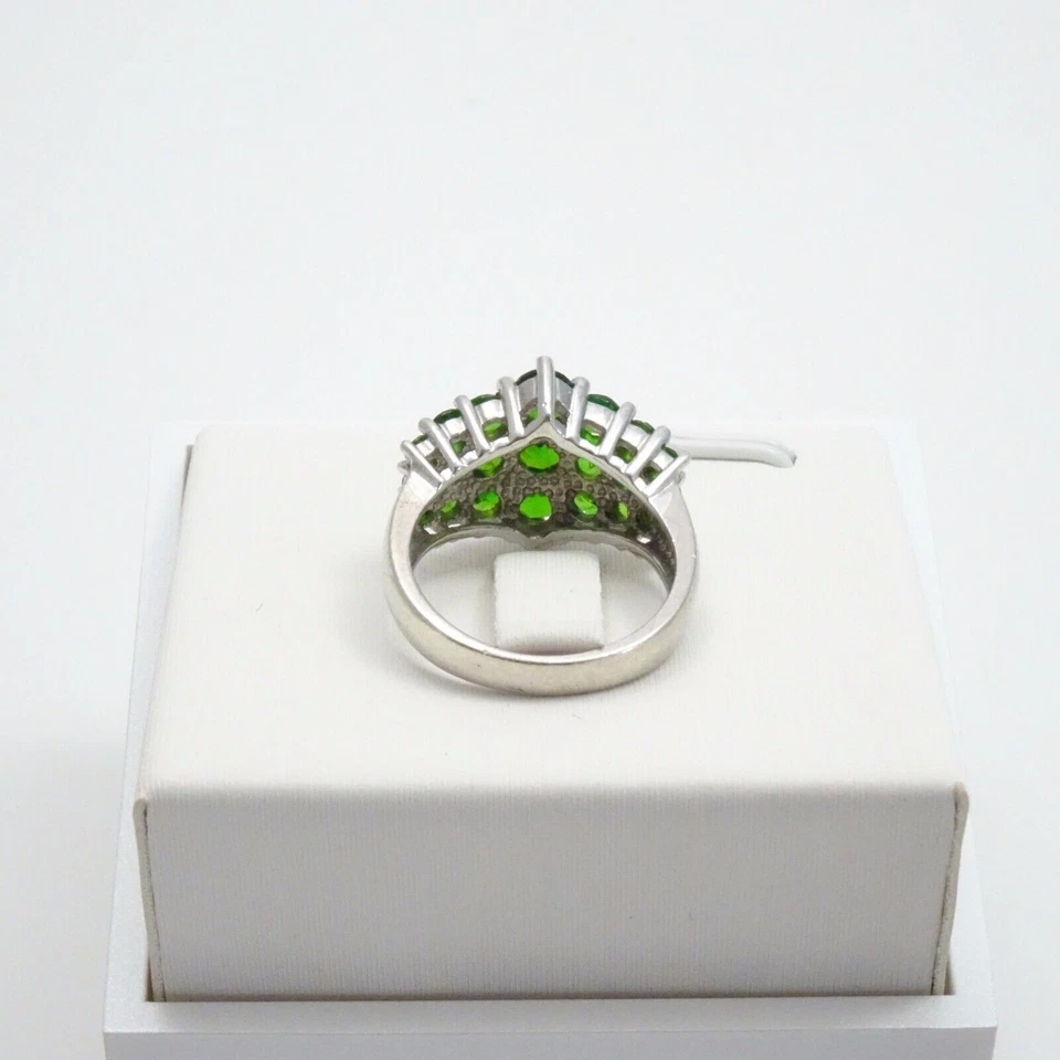 Anillo redondo de plata de ley enchapado en rodio de 2,24 quilates con diopsido cromado - 6 Foto 4 de 4