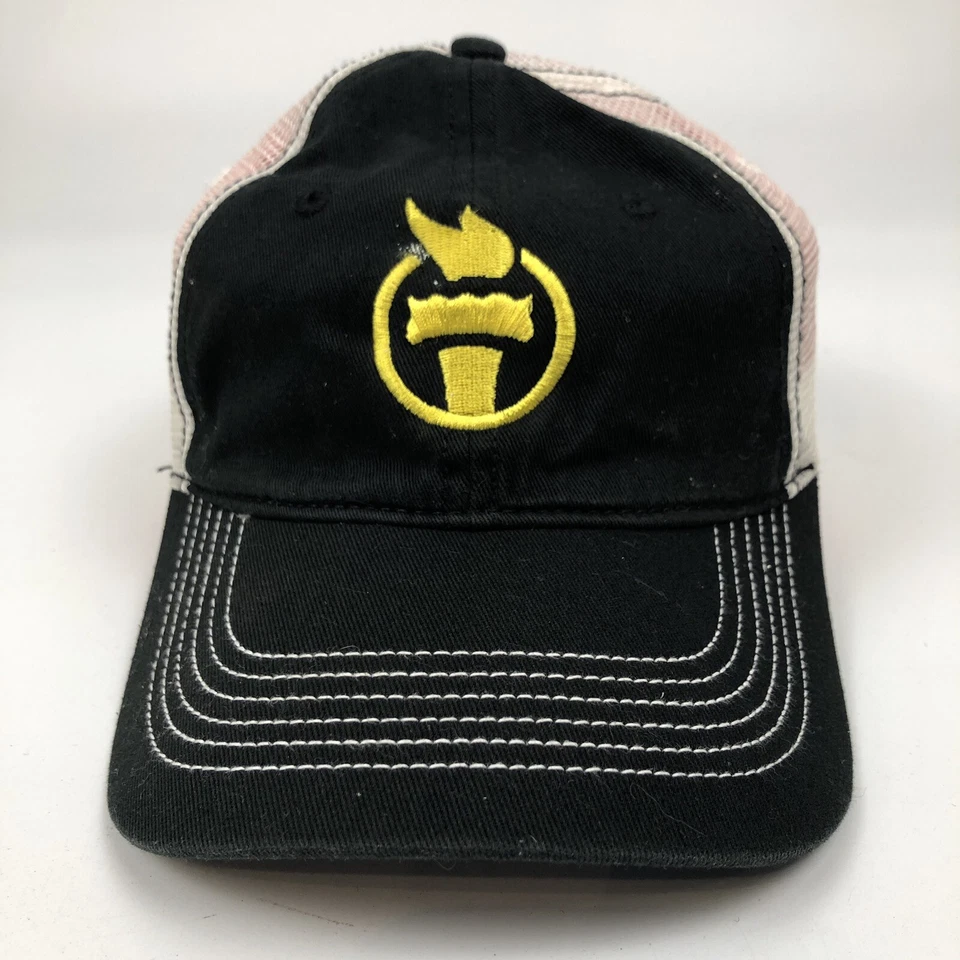 Gorra de camionero con antorcha dorada correa malla trasera Foto 4 de 4