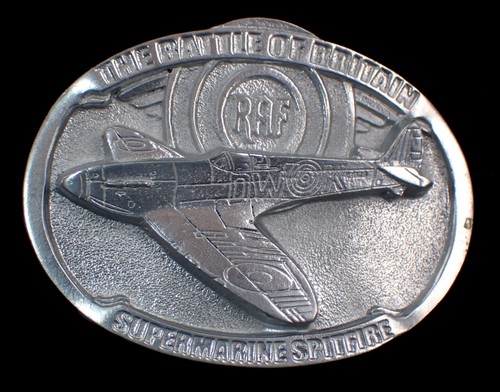 THE BATTLE OF BRITAIN RAF SUPERMARINE SPITFIRE BELT BUCKLE PEWTER & CHROME - Picture 1 of 2