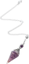 Amethyst Crystal Pendulum with Chain for Healing and Divination Tools