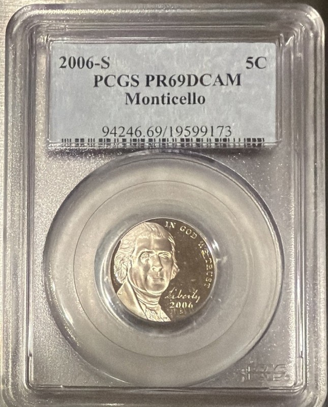 2006-S 5C Jefferson Monticello Nickel PCGS PR69DCAM