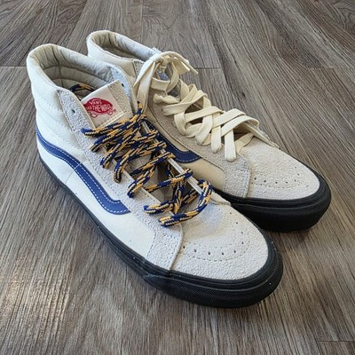 Van Shoes Size 9.5 Cream Hairy Suede Canvas High Tops Sk8-Hi LX OG Angora Cloud