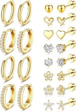 Hypoallergenic Gold Stud Earrings for Women - 14k Gold Plated Surgical Stainless