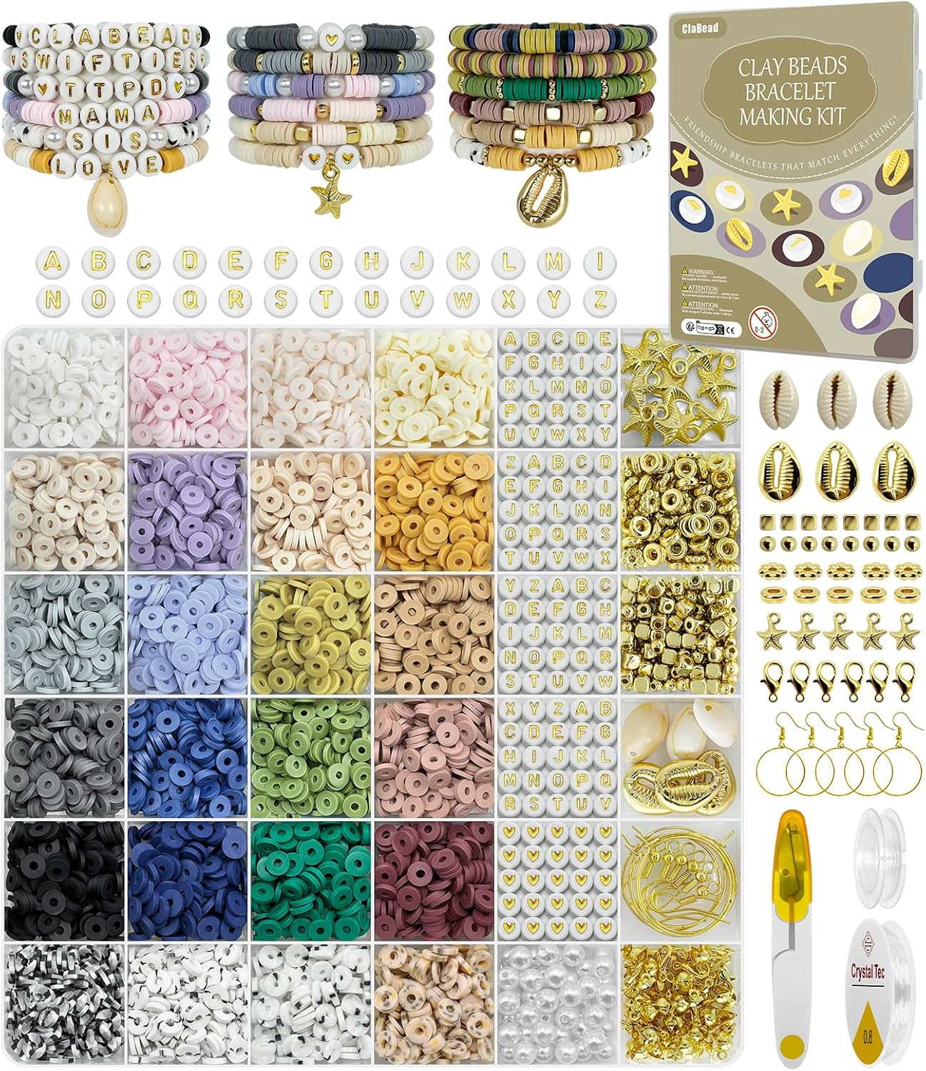 6300 Pcs 6mm Clay Beads Kit for Bracelet Making - 24 Vibrant Colors DIY Jewelry Supplies for Adults