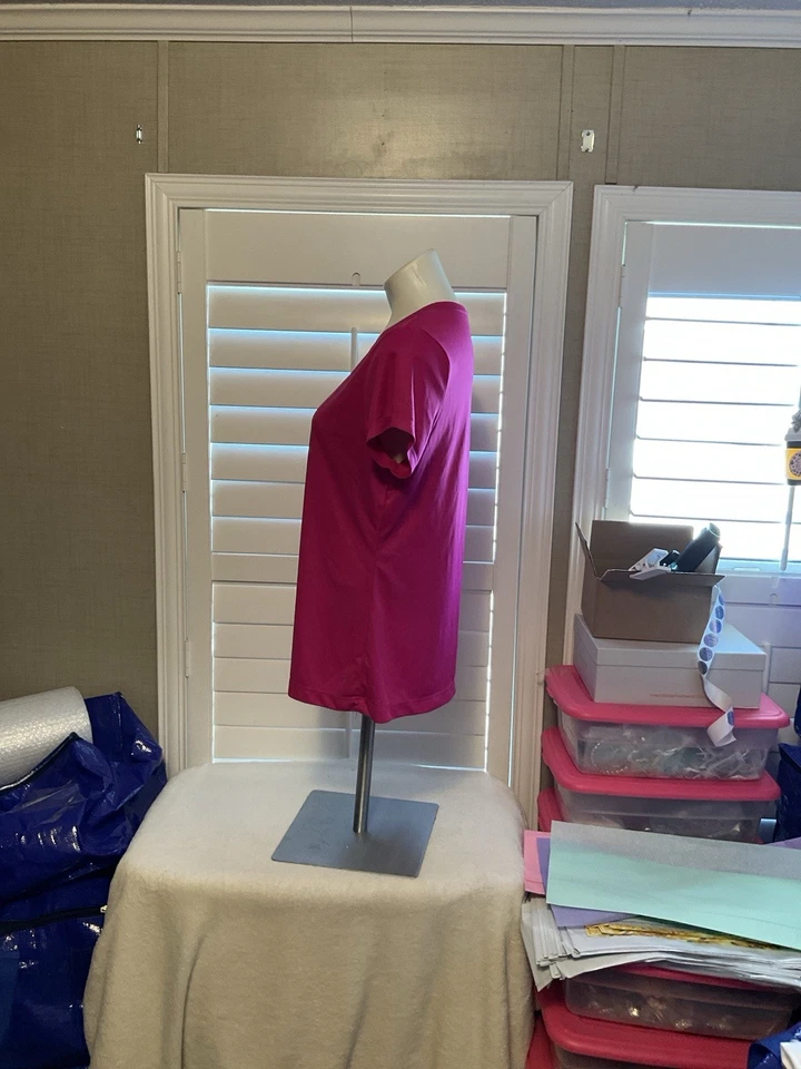 DANSKIN NOW Hot Pink T-Shirt Woman Size XL Short Sleeve Loose Fit Crew Neck - Image 4 of 4