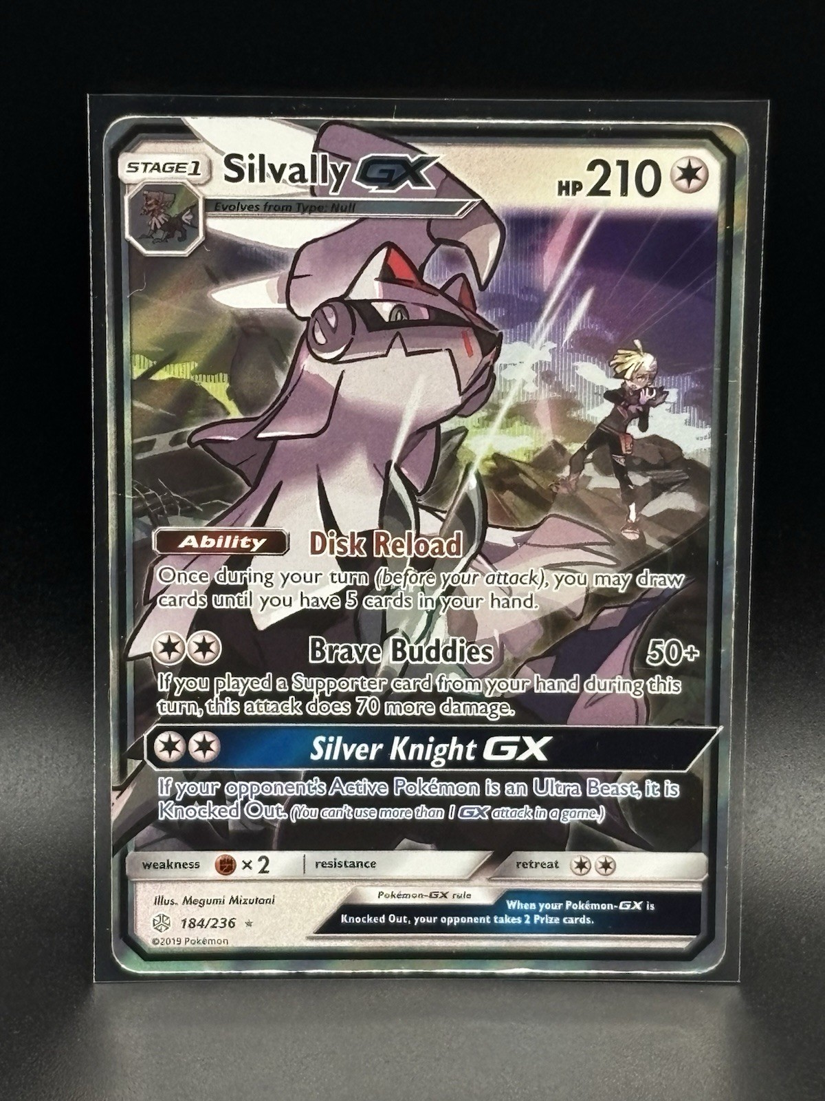 2019 Pokemon Cosmic Eclipse - 184/236 Silvally GX Holo - Damaged