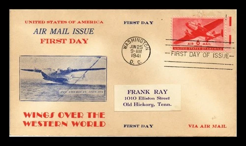 US COVER AIR MAIL 6C FIRST DAY ISSUE SCOTT C25 PAN AMERICAN AIRWAYS