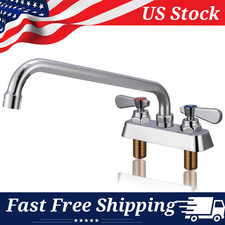 4" Center Deck-Mounted Commercial Grade Faucet, Brass, 12" Swivel Spout