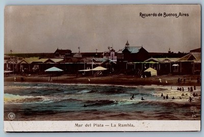 Buenos Aires Argentina Postcard Recuerdo Mar De Plata La Rambla 1910 RPPC Photo