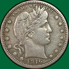 1916 Barber Quarter Choice Very Fine VF+ Coin #37789