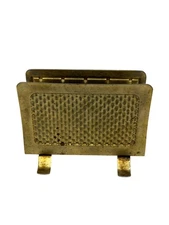 VTG Rustic Gold Metal Napkin Holder Caddy Farmhouse Kitchen Table Decor Retro