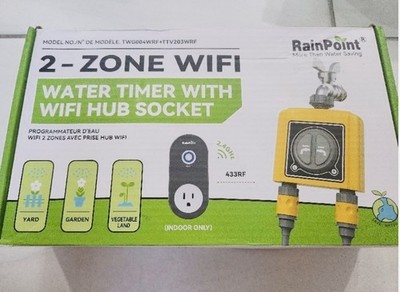 RAINPOINT WiFi Garden Water Timer Brass Inlet & Outlet 2-Zone TTV203WRF New