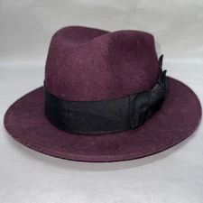 Holt Renfrew 100% Wool Fedora Burgandy? Hat Made In Italy Unisex?? Read
