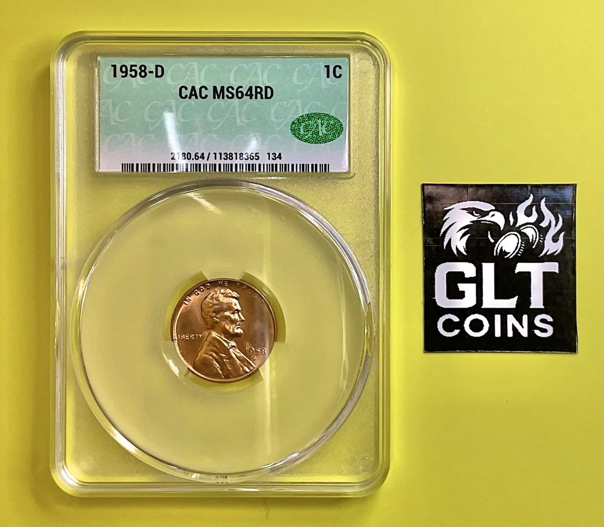 MS 64 Graded 1958 Lincoln Wheat US Small Cents (1909-1958) for