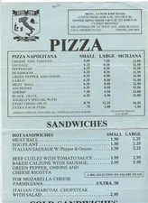 Little Italy Deli & Restaurant Menu San Antonio Texas 1984 
