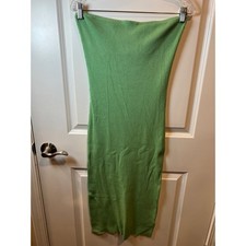 H&M Womens Strapless Dress Ribbed Knit Bodycon Green Large