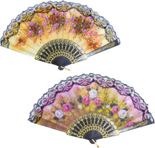 10 Pieces Spanish Hand Fan Handheld Fans for Women Floral Spanish Folding Fan...