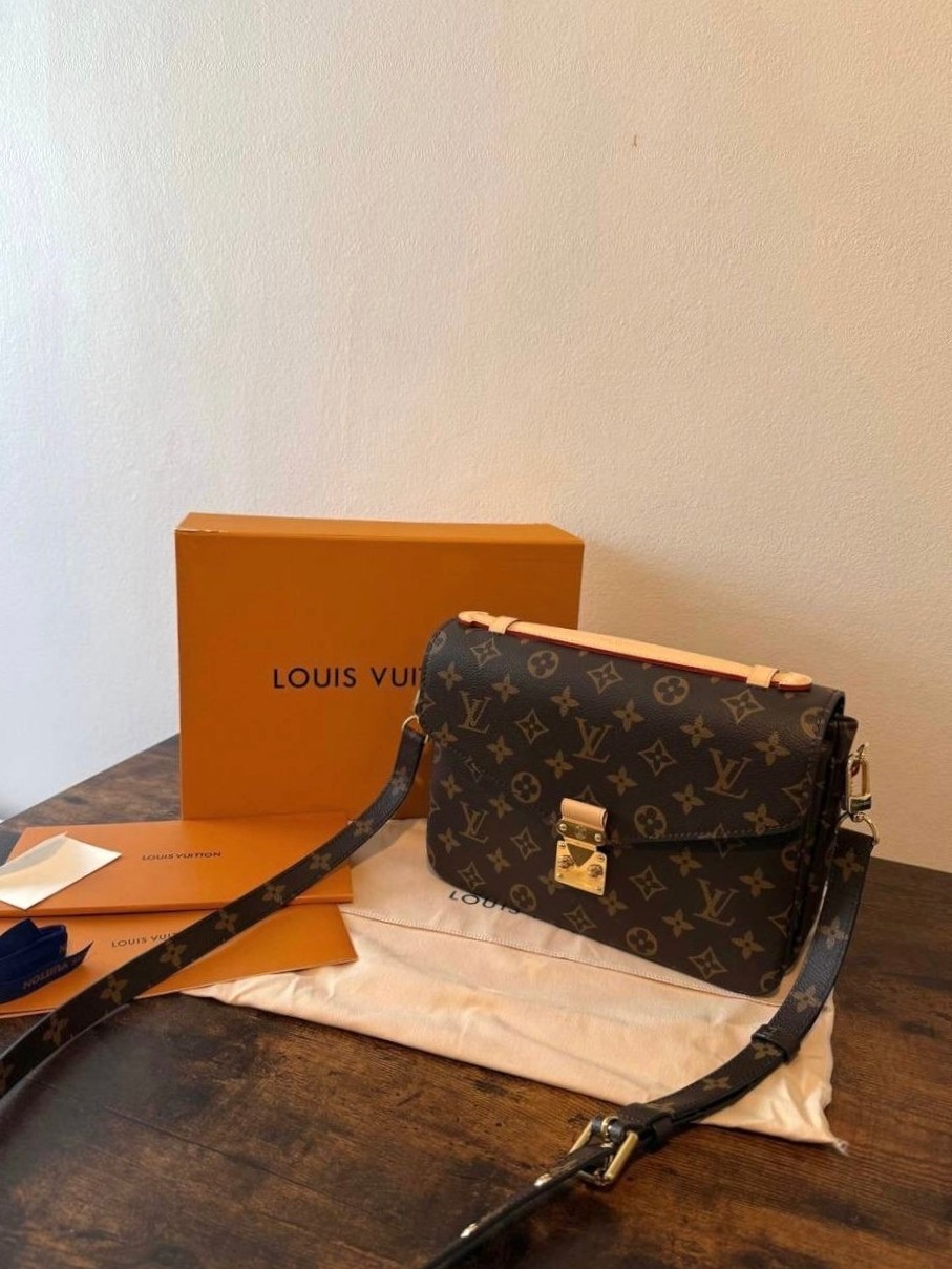 Louis Vuitton Pochette Metis Crossbody Brown Canvas Bag