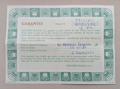 ROLEX Garantie Guarantee Warranty Paper Booklet 572.02.100 für Cellini