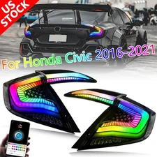 TT-ABC Smoked RGB Rear LED Tail Lights KIT For 2016-2021 10th Gen Honda Civic