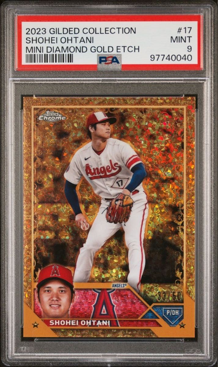 Shohei Ohtani 2023 Topps Gilded Collection /50 PSA 9 MINI DIAMOND GOLD ETCH #17