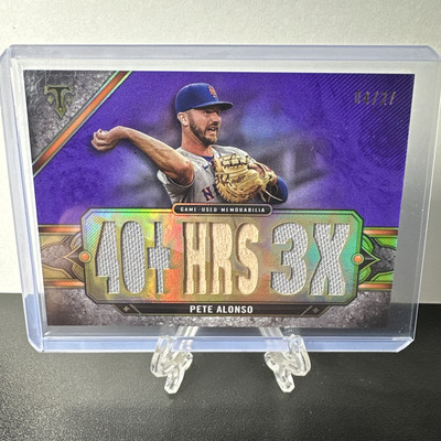2024 Topps Triple Threads Amethyst #TTRPA3 Pete Alonso GAME-USED JERSEY BAT /27