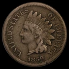 1859 1C Indian Head Cent First Year Circulated Coin