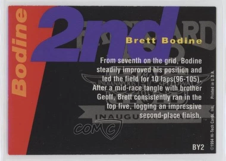 1995 Hi-Tech Brickyard 400 Top 10 Doughnut Brett Bodine #BY2 - Image 2 of 2