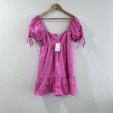 NWT Amanda uprichard Sicily puff sleeve babydoll dress pink large