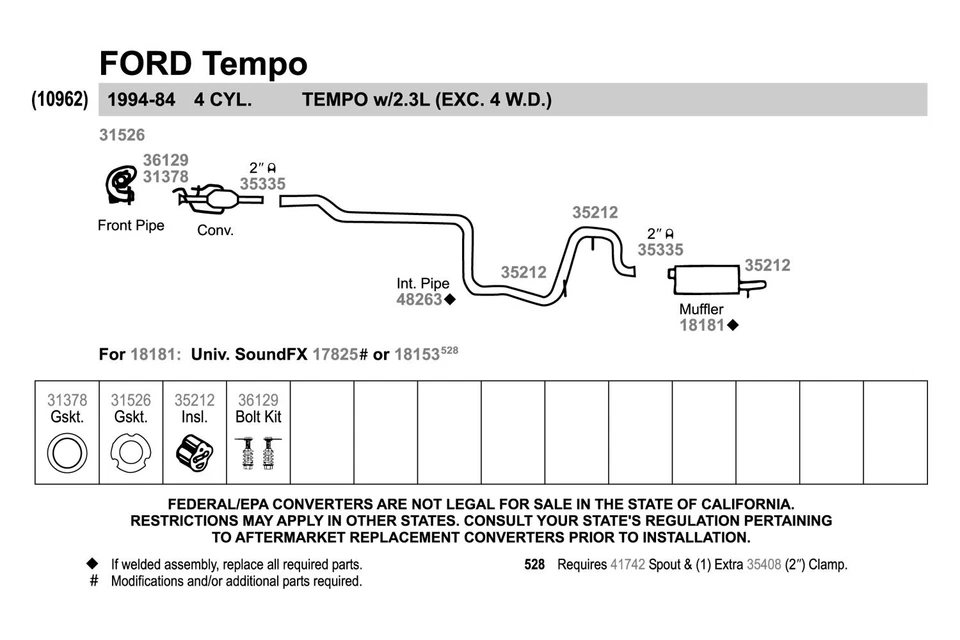 For Ford Tempo 84-94 SoundFX Steel Round Direct-Fit Aluminized Exhaust Muffler — 第 4/4 张图片