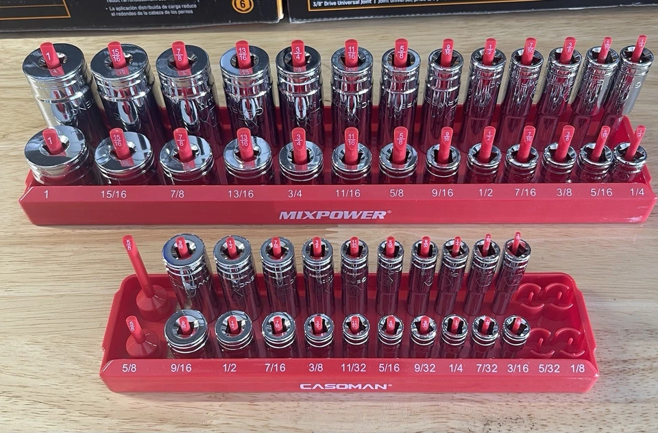 GearWrench 3/8" & 1/4” Dr SAE 6pt Shallow Deep Sockets 80303 80305 80553 80555 - Image 2 of 4