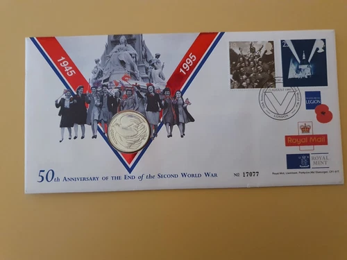 1995 UK GB £2 COIN COVER - 50TH ANN. OF THE END OF THE SECOND WORLD WAR #3235