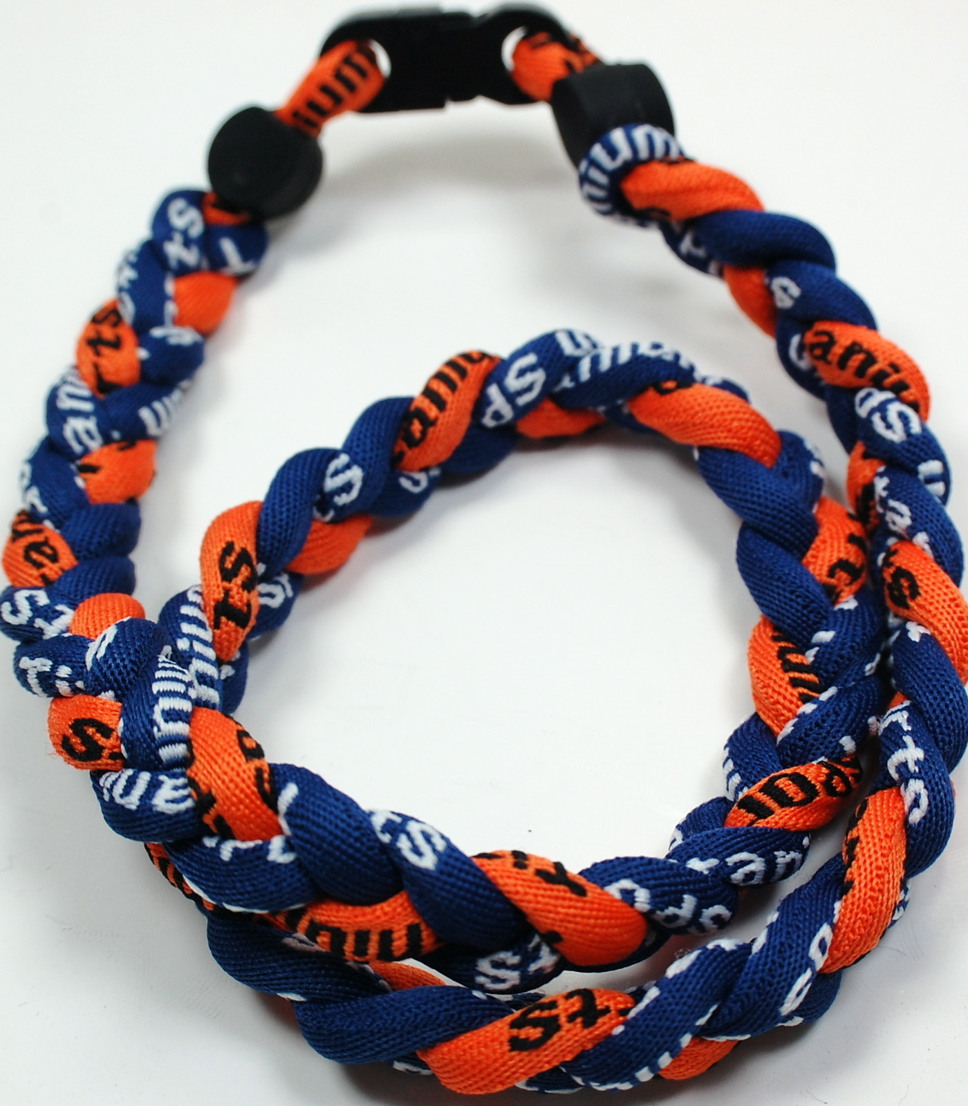 NEW! Navy Blue Orange 20" Titanium Sport Tornado Necklace Baseball Twist