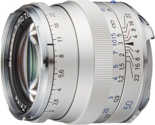 ZEISS Planar T * 50mm f2 ZM Mount Manual Focus Lens - SILVER Made in Japan NEW - Picture 1 of 2