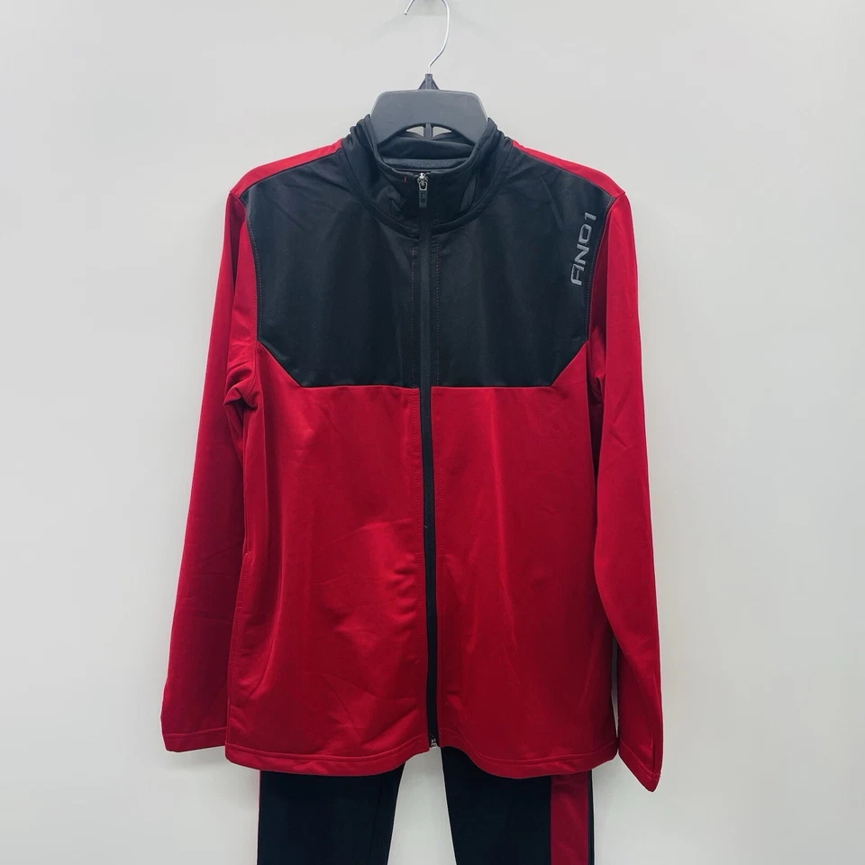 And1 Mens Size Small 2 Piece Active Tracksuit with Jacket and Pants in Black/Red - Image 2 of 4