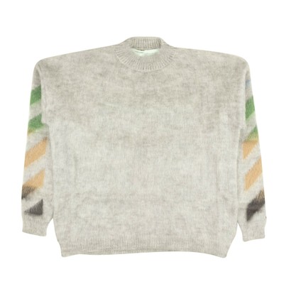 Grey Diag Brushed Mohair Sweater Size 