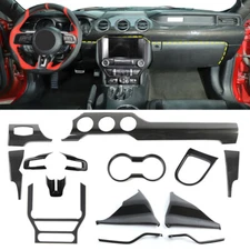 Carbon Fiber Central Control Dash Gear Shift Cover Trim Kit For Ford Mustang 15+