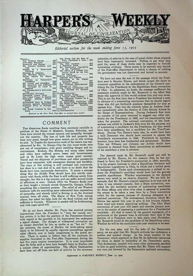 Harper's Weekly June 13 1903 Georgia Tornado Western Floods Lillian Blauvelt - Image 3 of 4
