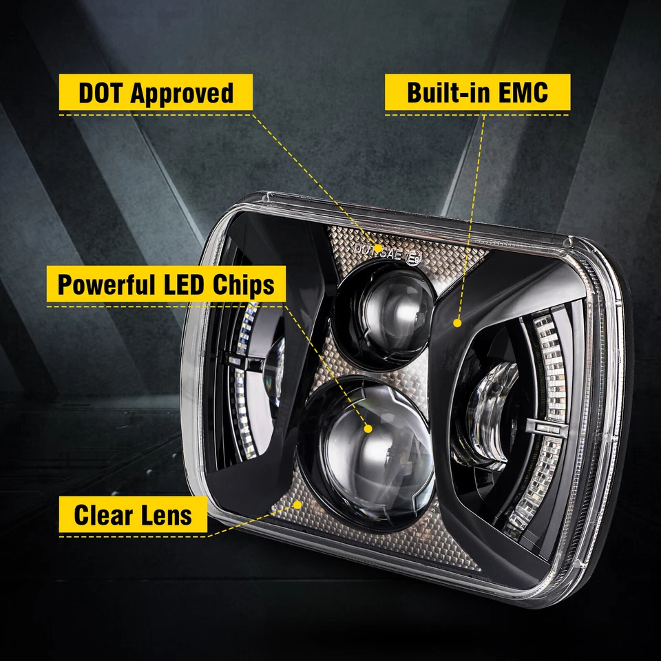 Par de faros LED 7x6 5x7" alto/bajo DRL giro para Mazda B2200 B2000 B2600 RX-7 Foto 4 de 4