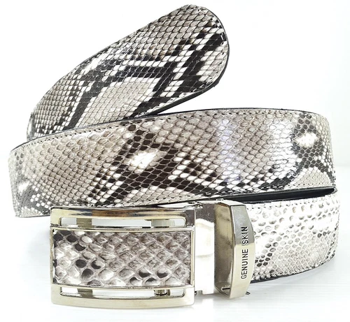 100% Genuine Snake Skin Leather Men's Belt Natural White