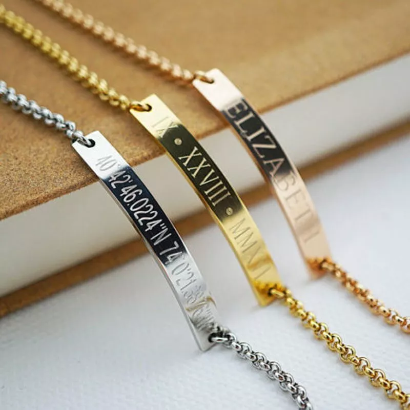 Personalized Bracelet for Women Gold Bar Bracelet Monogram Initial