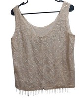 Vintage 1960s Mai Jacob Hong Kong Sequined Beaded Wool Tank Med READ DESCRIPTION