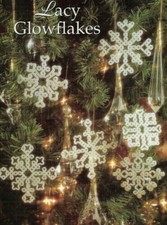 6 LACY GLOWFLAKES ORNAMENTS CHRISTMAS PLASTIC CANVAS PATTERN INSTRUCTIONS