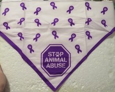 Purple Ribbon Paw Print Scarf for Animal Rights