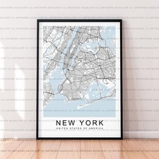 New York City Map Poster Print Unframed Travel New York Wall Art United States