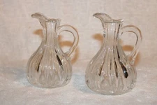 Antique Pair 19th Century Glass Cruet Vinager Oil Bottles Hand Blown Pontil